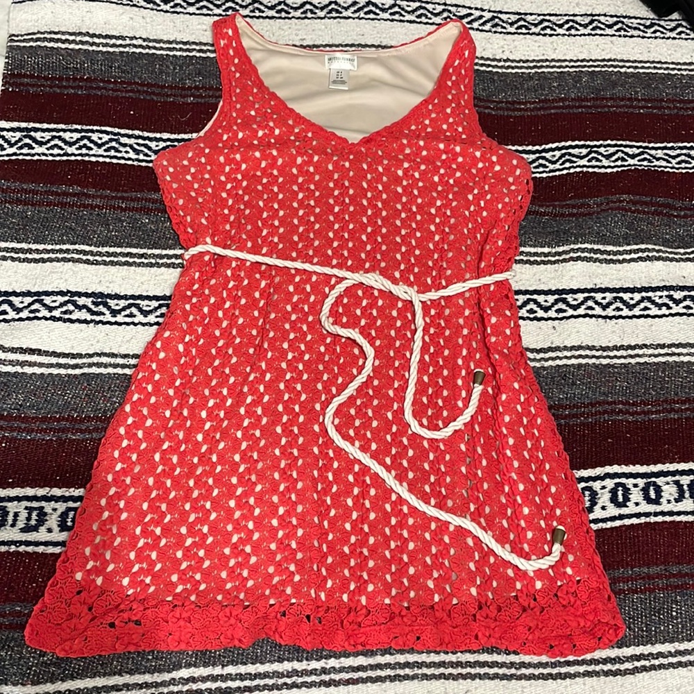 Crochet/lace burnet orange maternity tank